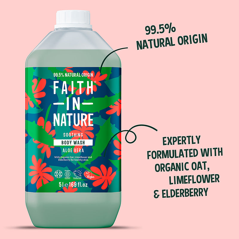 Faith In Nature body wash aloe vera 5L - British product
