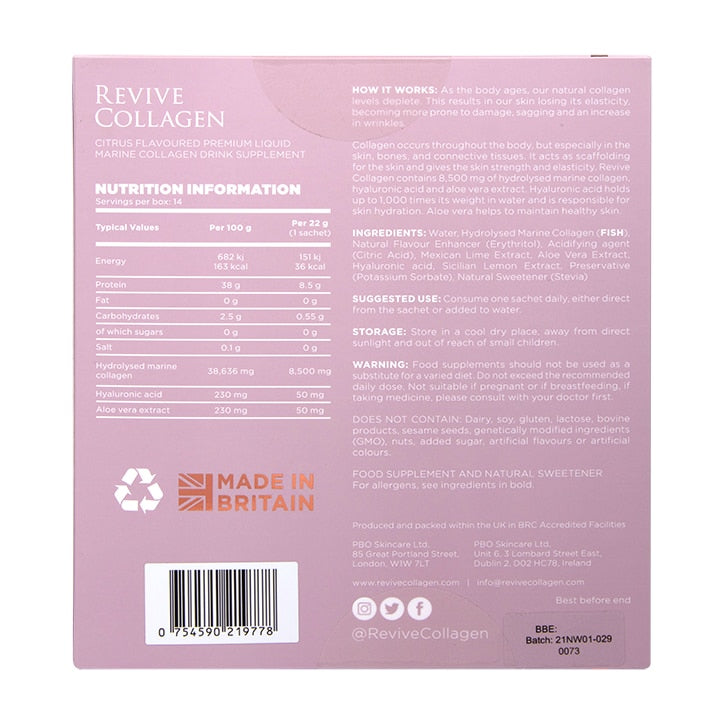 Revive Collagen Premium Liquid Marine Collagen Drink 8,500mgs 14 Sachets