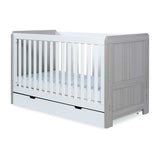 Ickle Bubba Pembrey Cot Bed, Under Drawer and Deluxe Mattress - Ash Grey and White GOODS Boots   