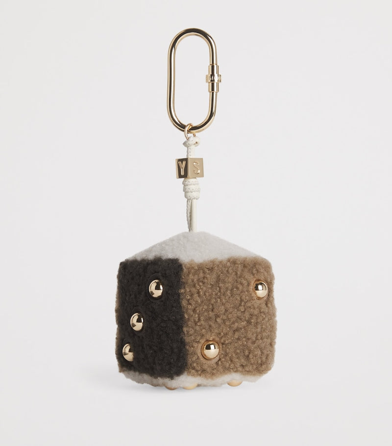 Yves Salomon shearling dice keyring - British product