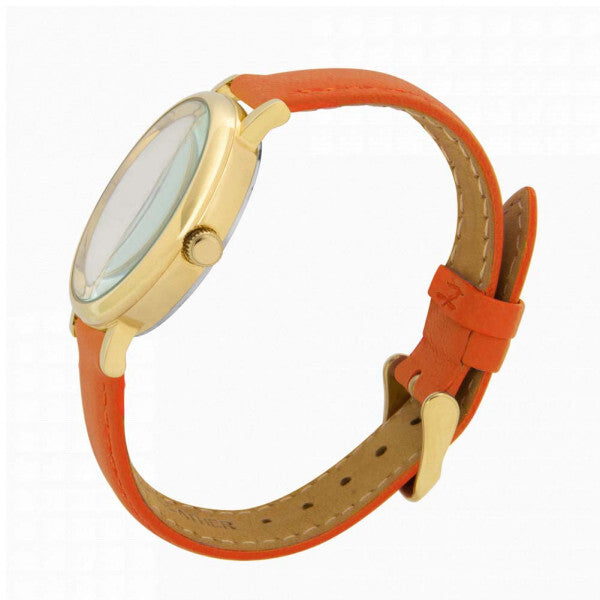 Toff London grey ladies flower watch orange lilies (British brand)