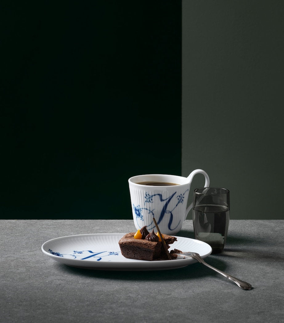 Royal Copenhagen porcelain fluted alphabet mug, imported from the UK