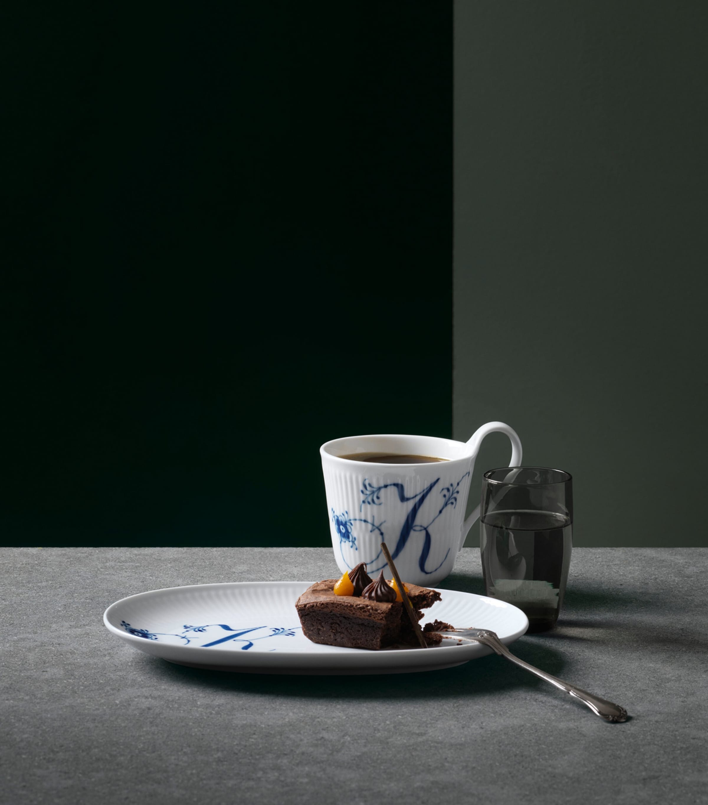 Royal Copenhagen porcelain fluted alphabet mug, imported from the UK