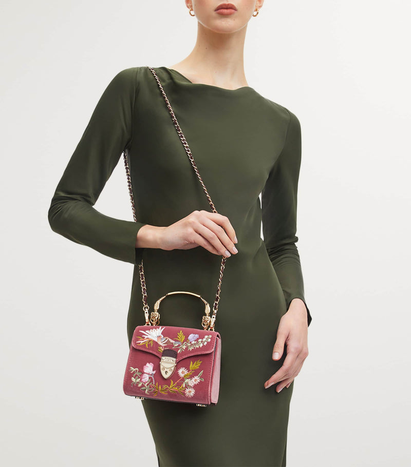 Aspinal of London velvet Mayfair top-handle bag, imported from the UK