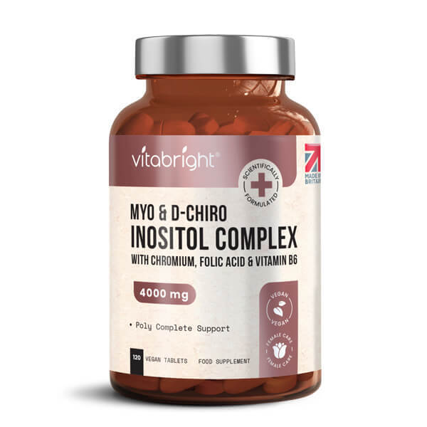 VitaBright PCOS supplement Myo Inositol & D Chiro Inositol 120 tablets (British brand)