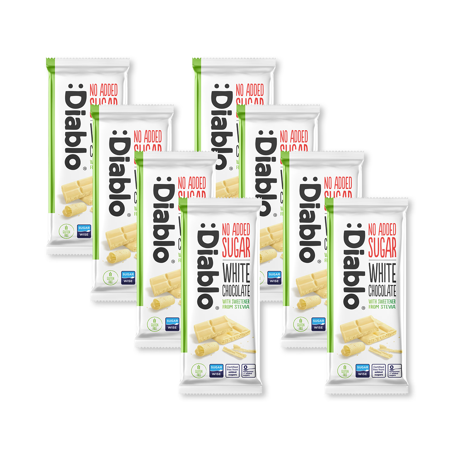Diablo no added sugar white chocolate bar 75g, imported from the UK