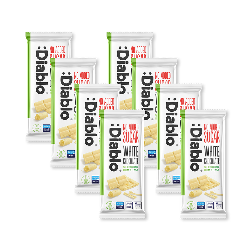 Diablo no added sugar white chocolate bar 75g, imported from the UK