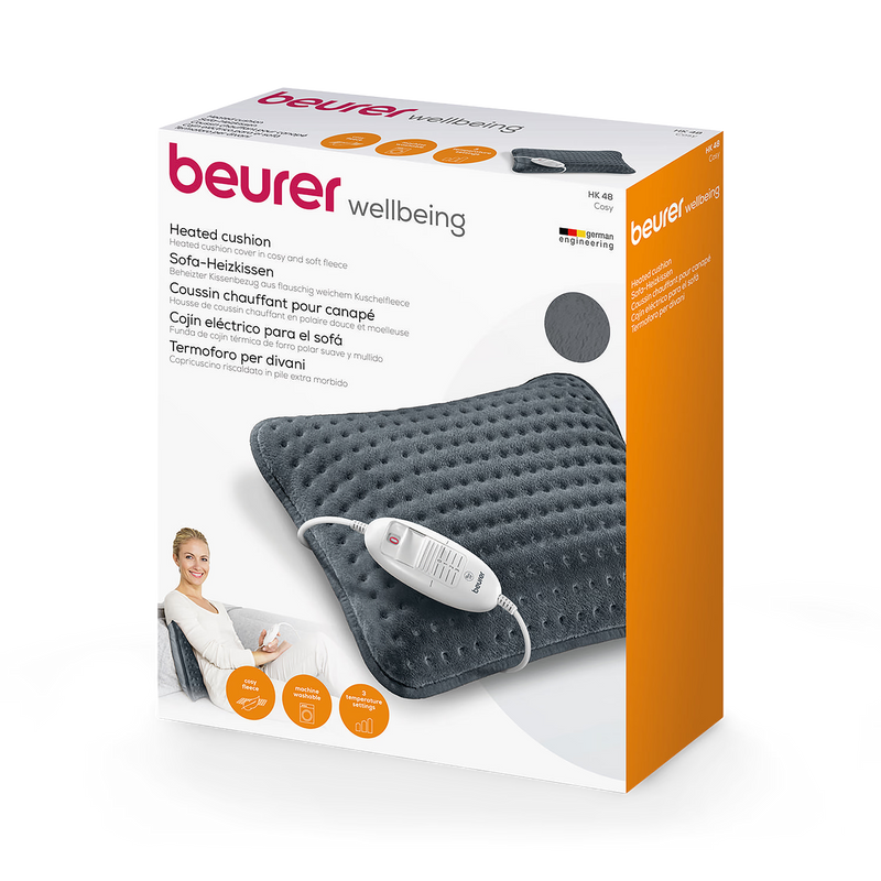 Beurer HK48 cosy heated cushion reversible cover, imported from the UK
