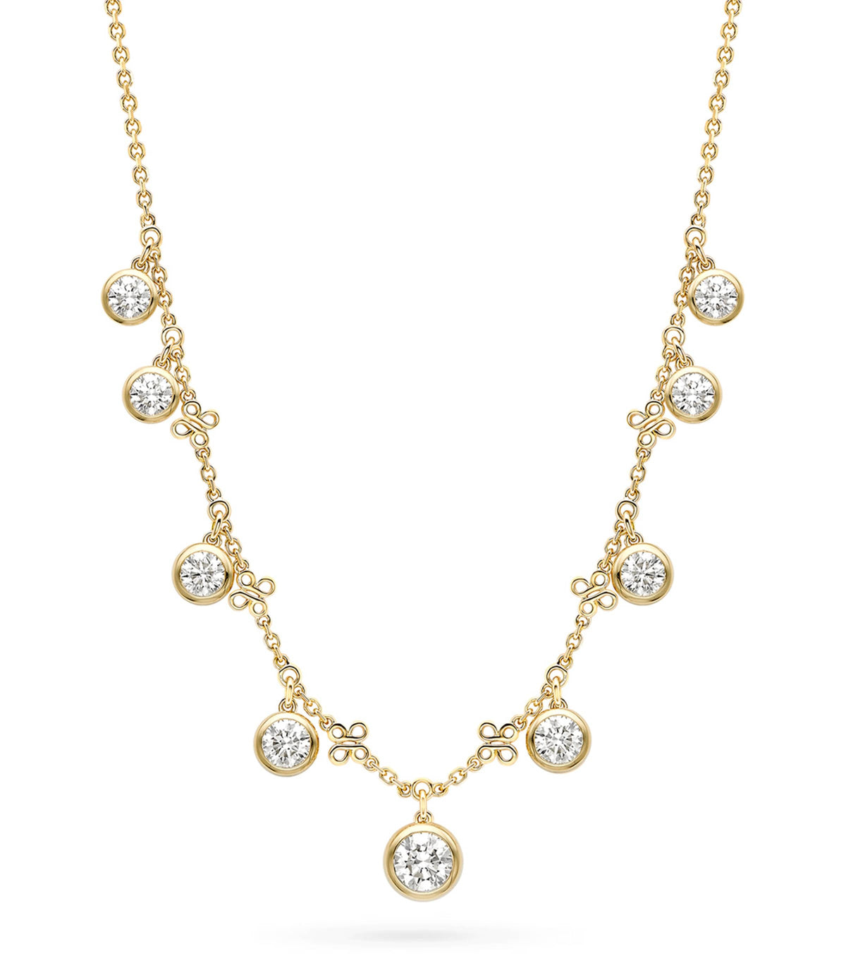 Boodles large yellow gold and diamond beach necklace, UK version