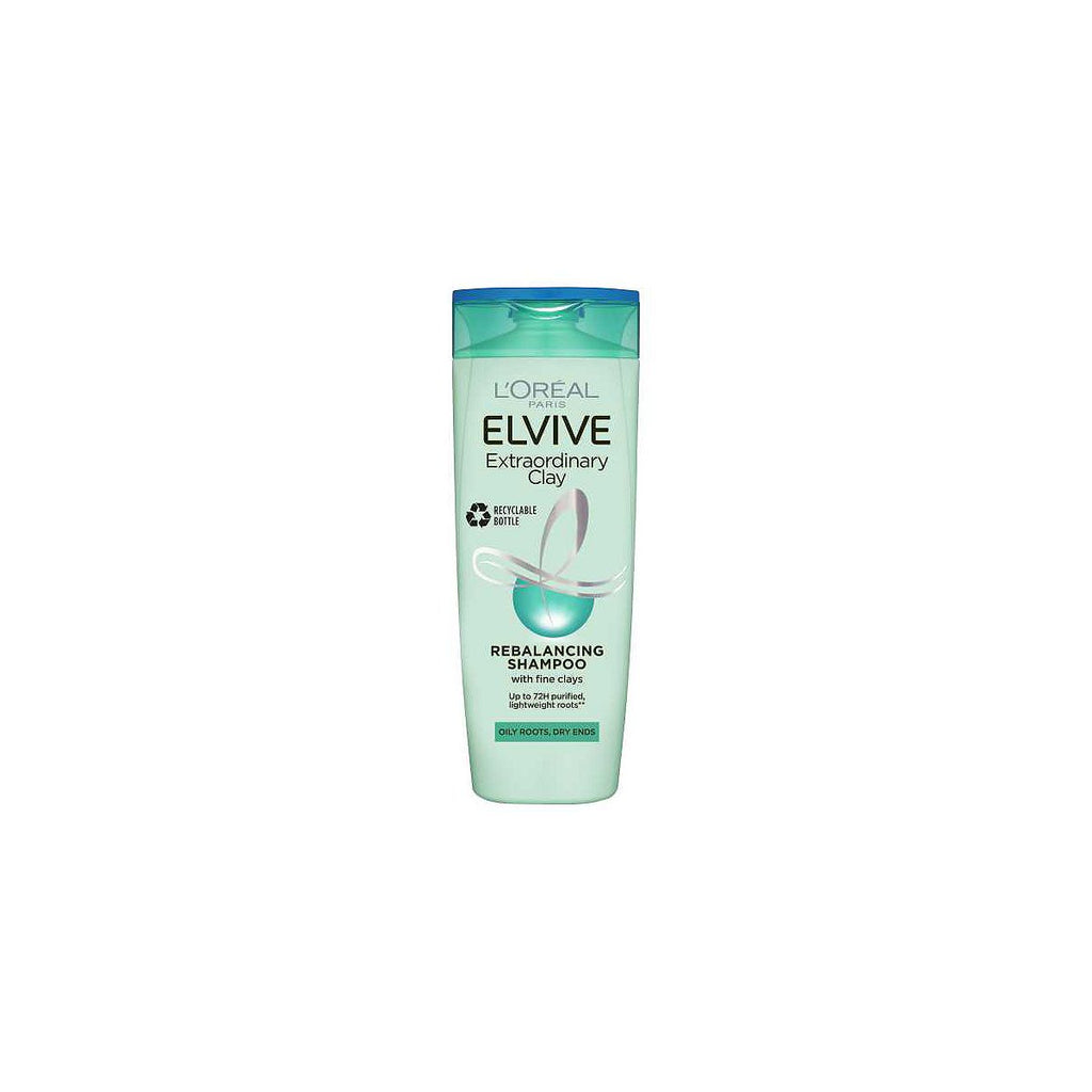 L'Oreal Paris Elvive Extraordinary Clay Shampoo for Oily Roots, Dry Ends 400ml