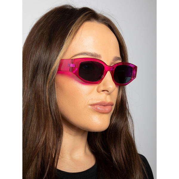 SVNX angular sunglasses hot pink black lenses, UK version