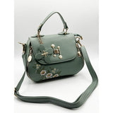 Embroidered crossbody bag in green with PU finish (British brand)