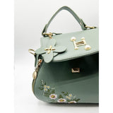 Embroidered crossbody bag in green with PU finish (British brand)