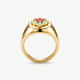 MuchV 18k gold signet ring with red rose, imported from the UK