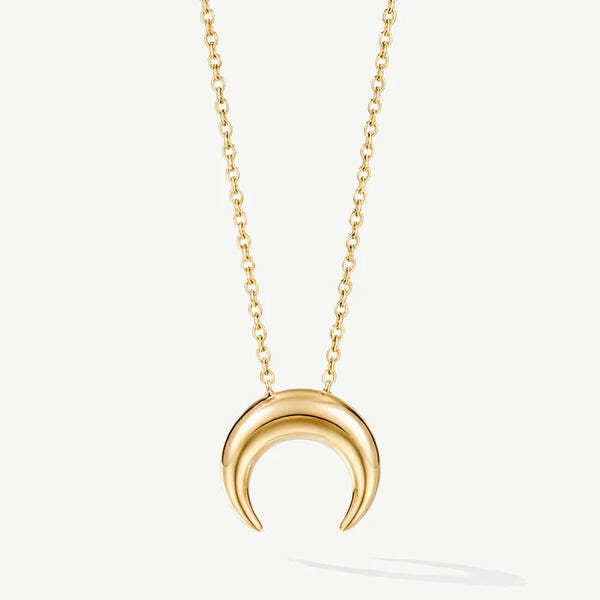 MUCHV 18k gold plated horn pendant necklace with chain, imported from the UK