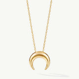MUCHV 18k gold plated horn pendant necklace with chain, imported from the UK