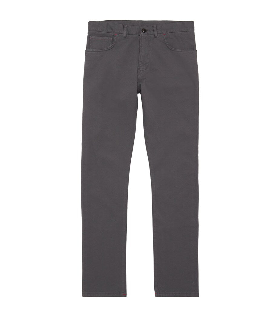 ISAIA classic five-pocket jeans in dark wash with regular fit, UK version