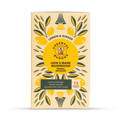 Holland & Barrett Cheerful Buddha Lion's Mane Lemon Ginger Tea 15 Bags- Buy online at McGrocer