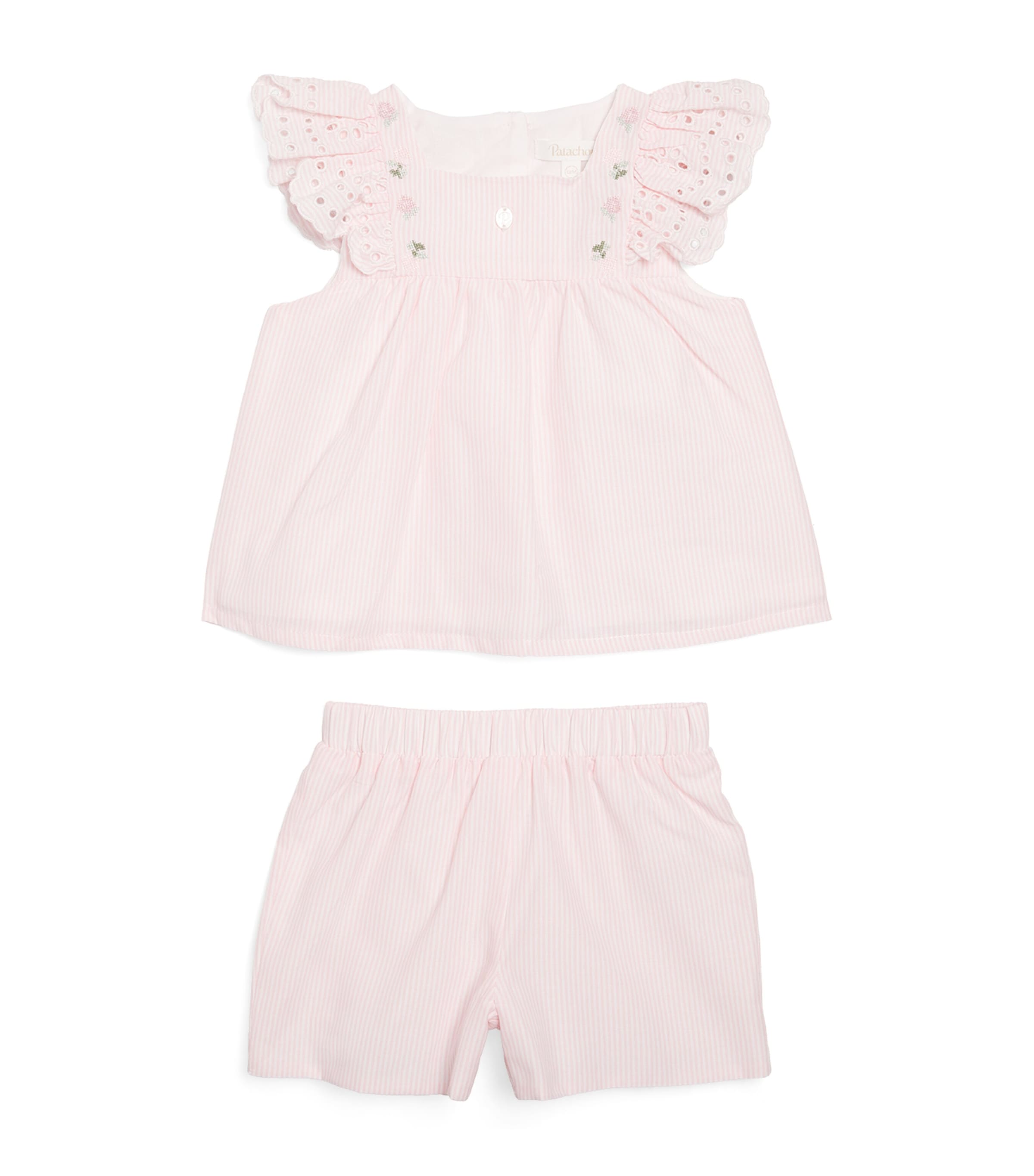 Patachou cotton-blend liberty top and shorts set for children ages 6 months to 4 years, imported from the UK