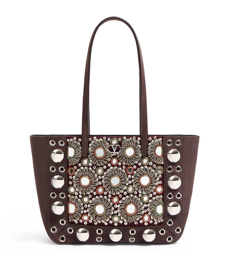 Valentino Garavani mini suede embroidered shoulder bag, UK version