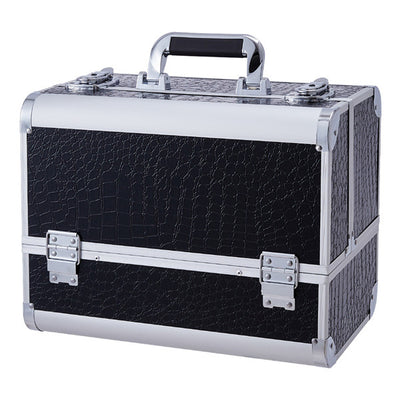 Boîte de maquillage professionnelle Livingandhome avec 6 plateaux, rangement cosmétique noir, 36 cm de largeur