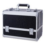 Livingandhome Professional Makeup Box 6 Trays Black Crocodile Print, UK version