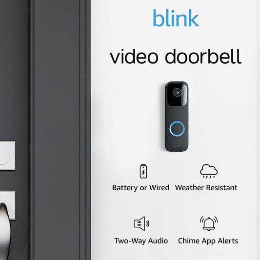 Blink Video Doorbell & Sync Module in Black + Blink Mini 2 Cam in White