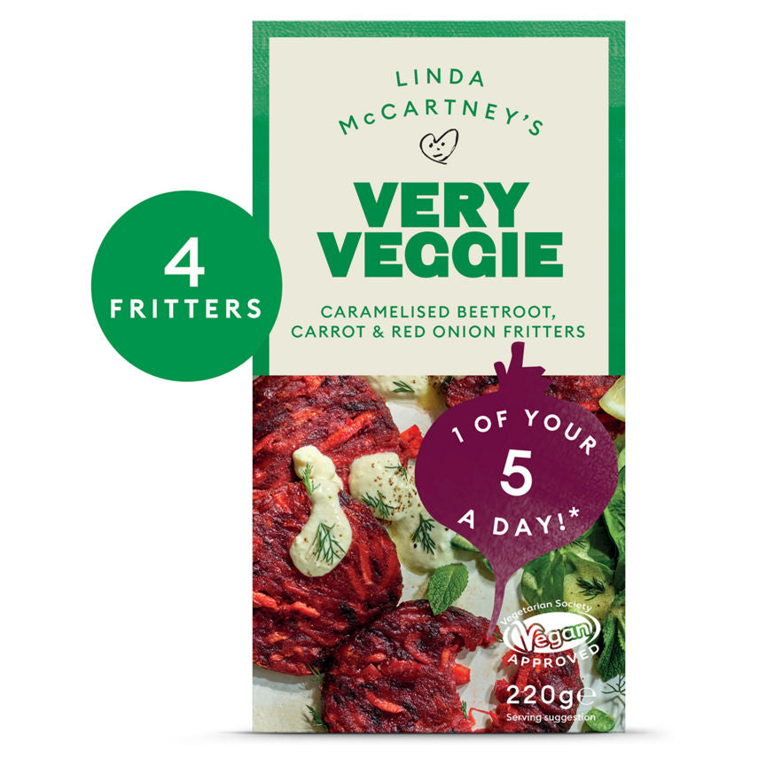 Linda McCartney's Very Veggie Caramelised Beetroot Carrot & Red Onion Fritters 220g GOODS ASDA   