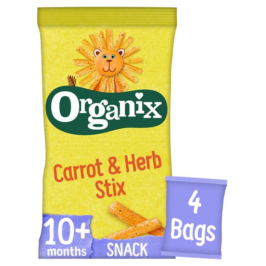 Organix Carrot Stix Organic Finger Food Toddler Snack Corn Puffs Multipack 4x15g Baby Food ASDA   