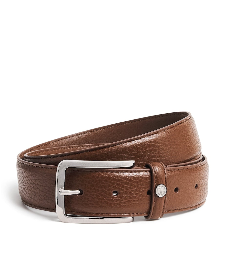 Harrods leather belt with metallic H logo, Italian craftsmanship (British brand)