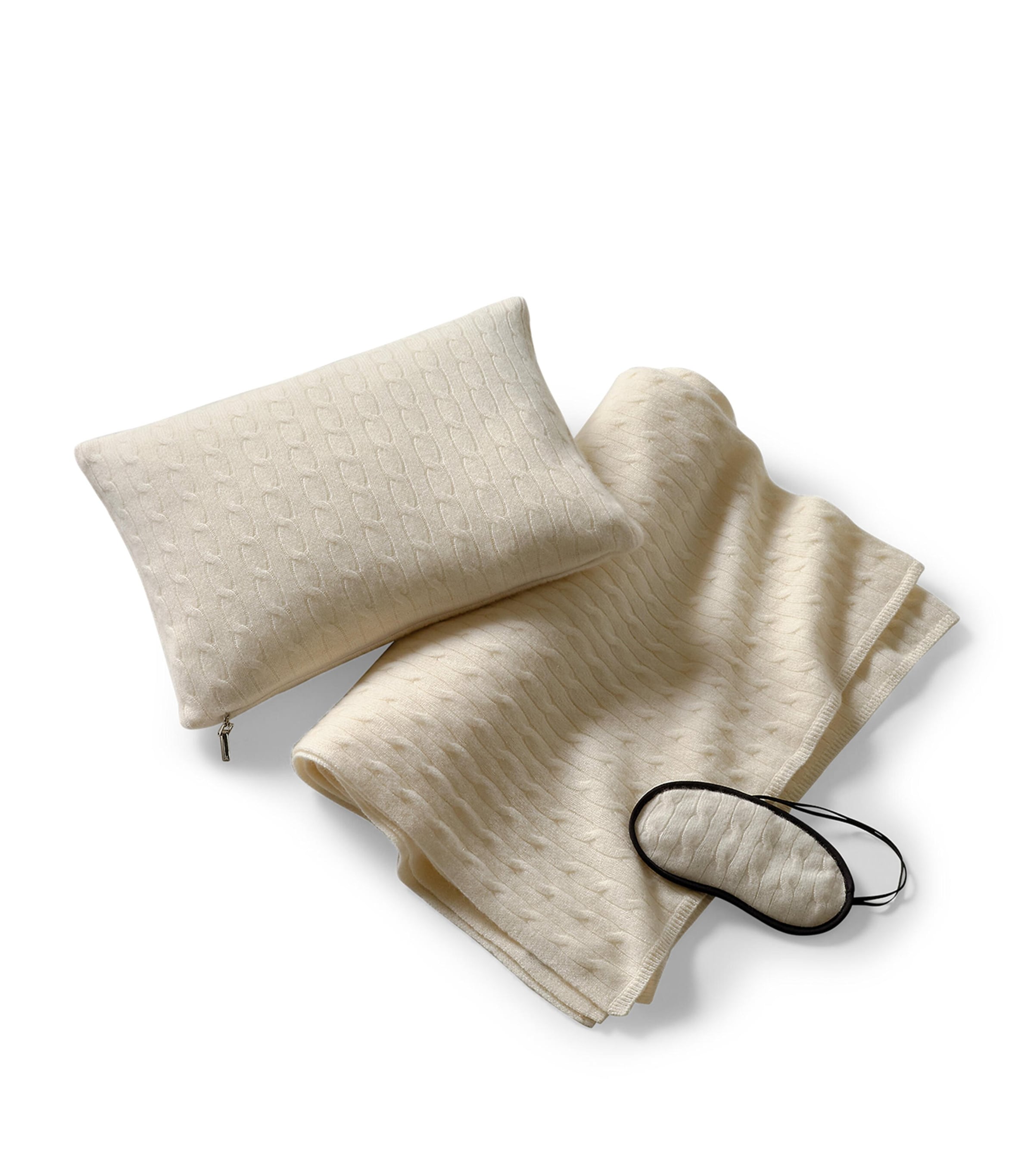 Ralph Lauren Home cashmere cable-knit travel set with throw and accessories, imported from the UK