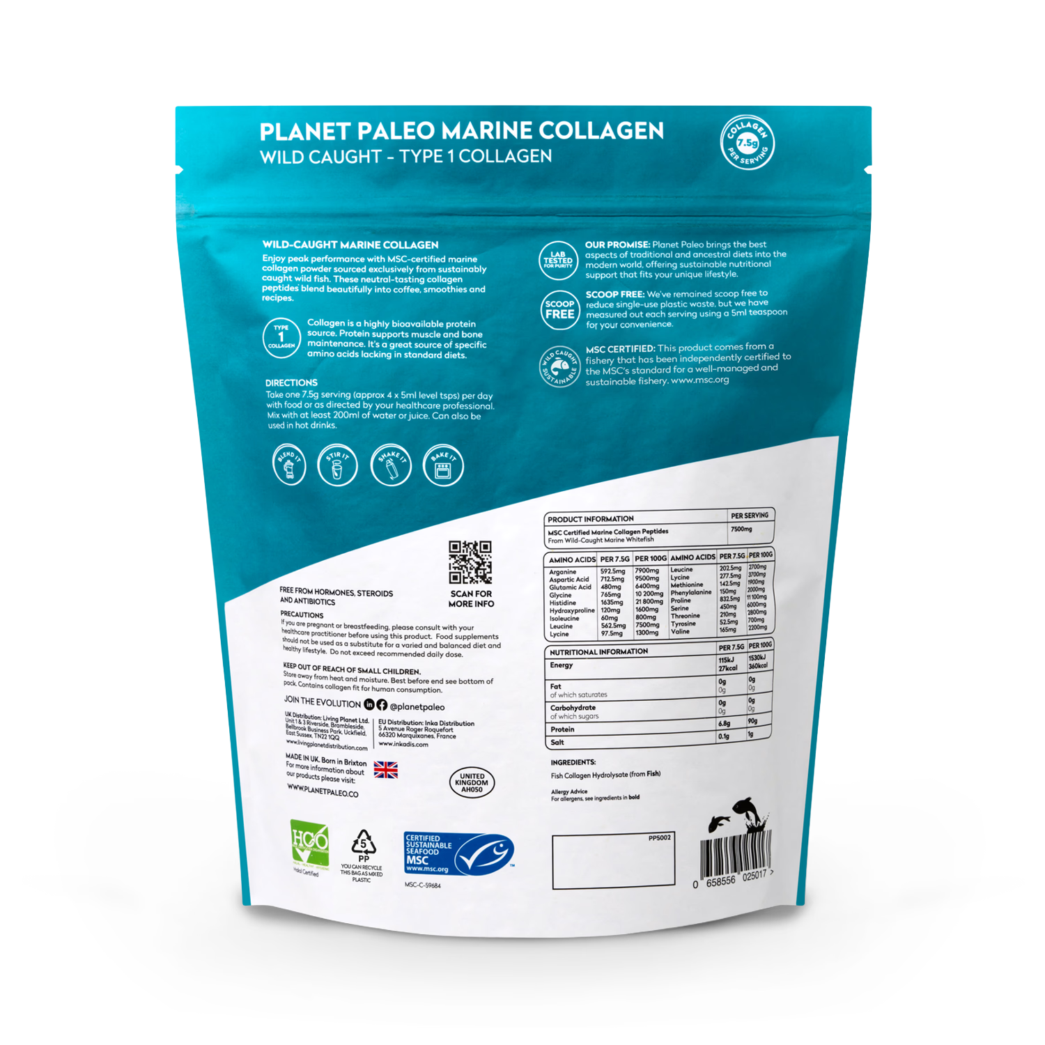 Planet Paleo marine collagen powder 450g, UK version