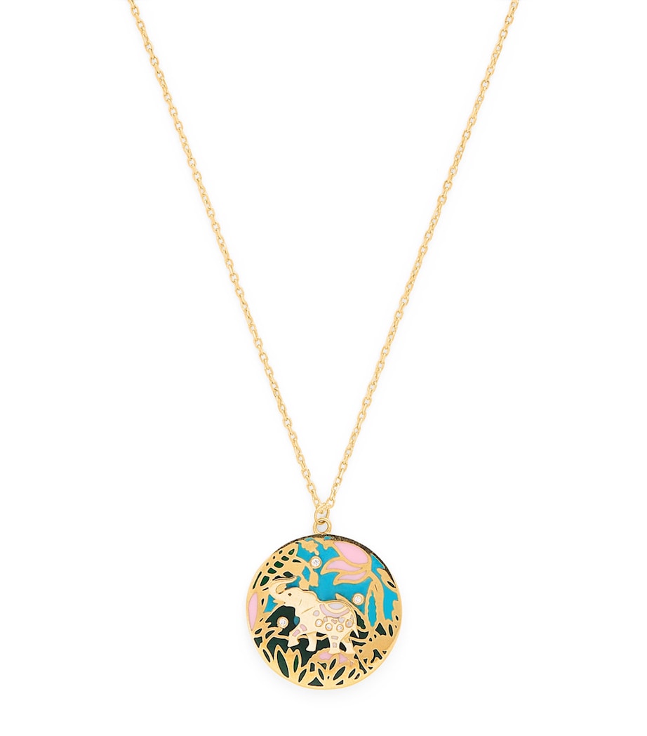 L'Atelier Nawbar gold and diamond elephant pendant necklace (British brand)