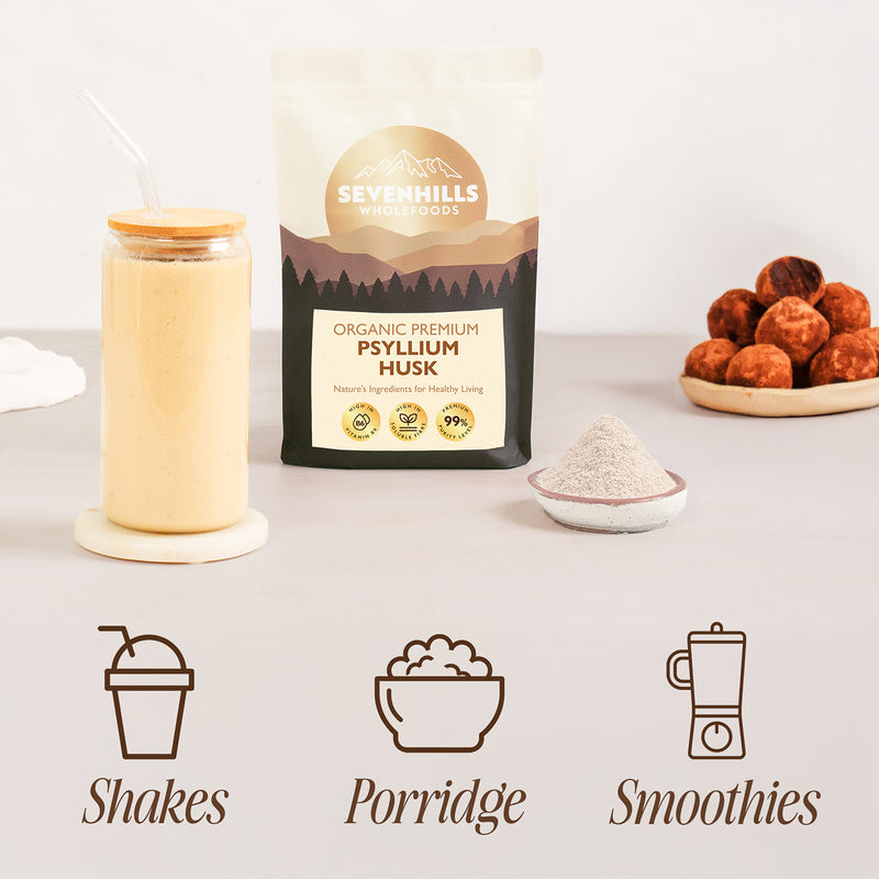 Seven Hills Whole Foods organic psyllium husks 400g (British brand)
