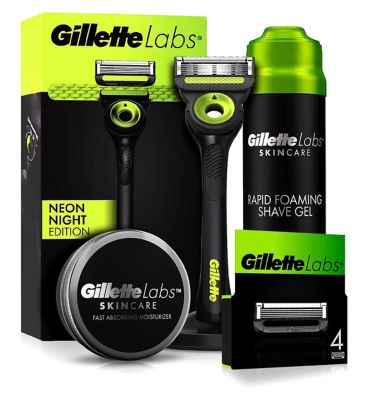 Gillette Labs 5 Months Razor with Exfoliating Bar Bundle With Moisturiser, Black & Gold Edition GOODS Boots   