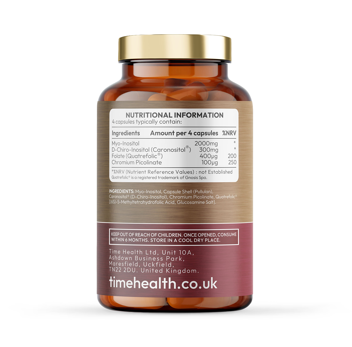 Time Health Inositol Complex supplement 180 capsules, imported from the UK