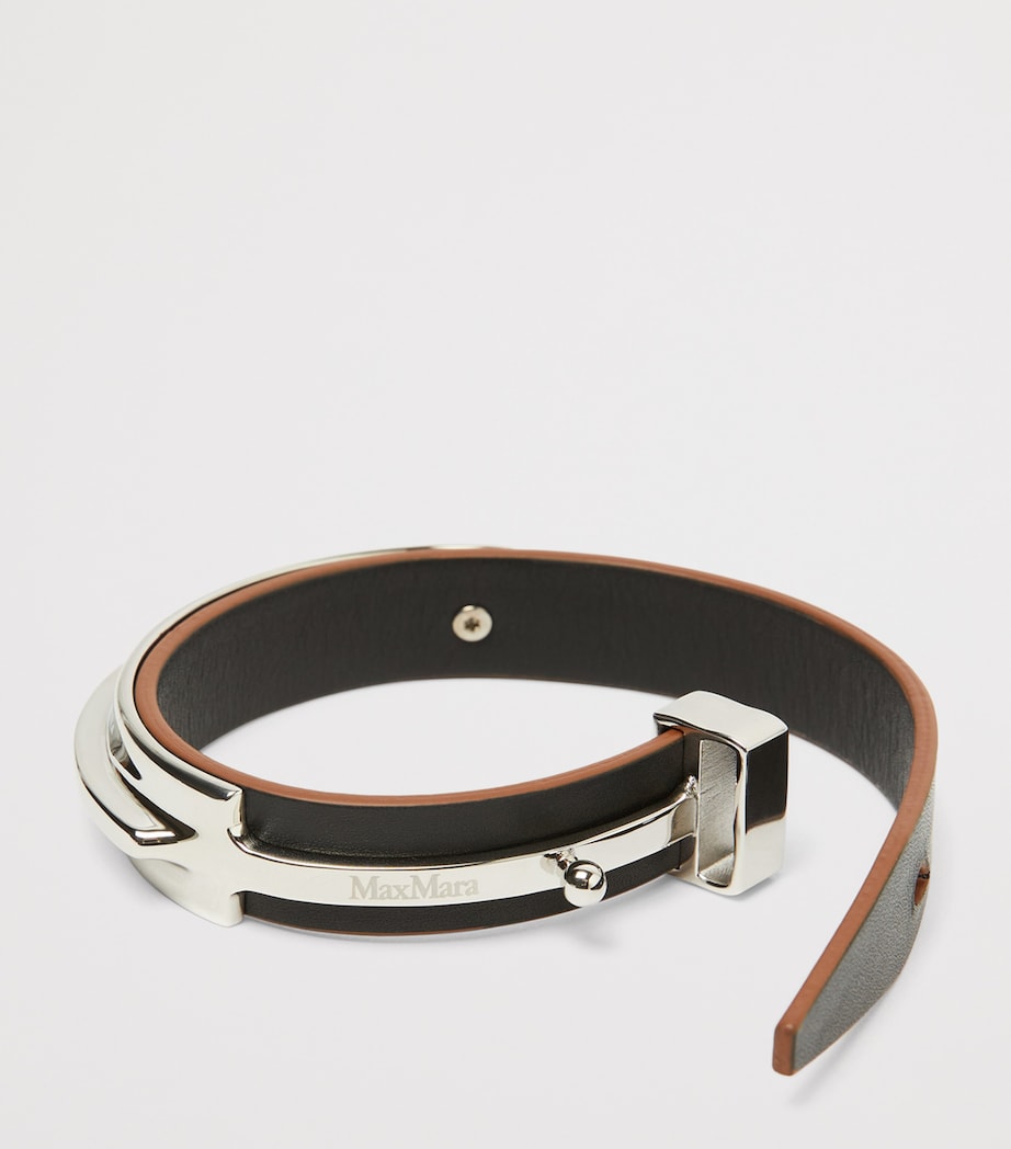 Max Mara leather-metal cuff bracelet (British brand)
