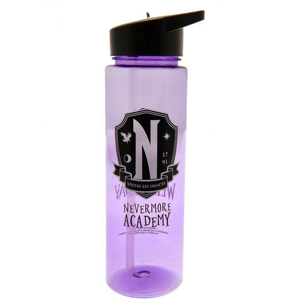 Wednesday water bottle with Nevermore Academy crest 23cm, UK version