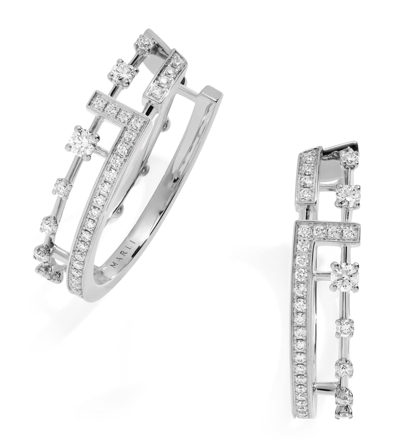 MARLI New York white gold diamond hoop earrings (British brand)