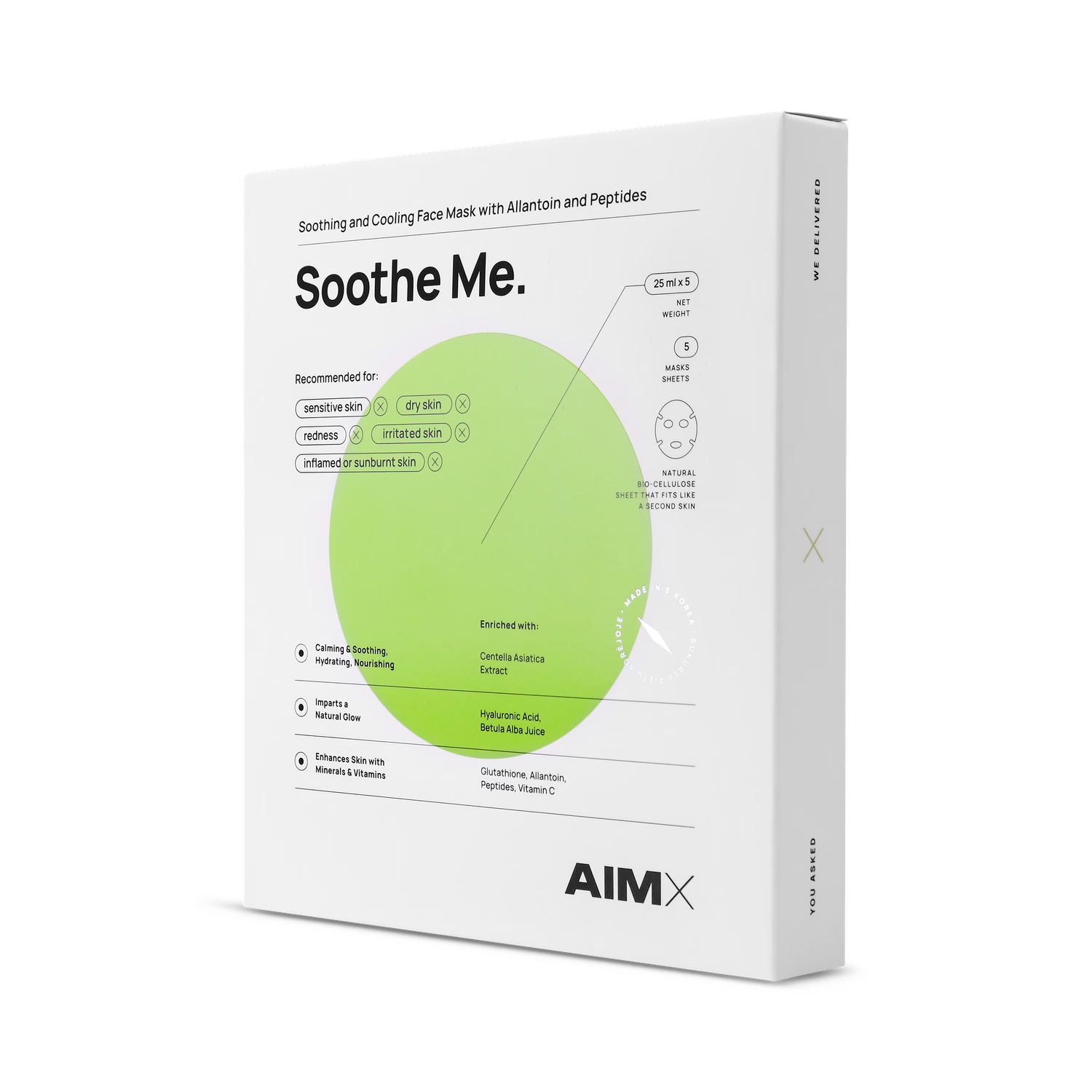 Aimx Soothe Me sheet mask with peptides 25ml, UK version