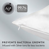 White and charcoal silver ion satin pillowcase 50x75cm (British brand)