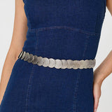 Izabel London metallic coin detail slim belt, imported from the UK