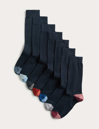 M&S M&S Cool & Fresh Colour Block Cotton Rich Socks (7 Pack)- Buy online at McGrocer