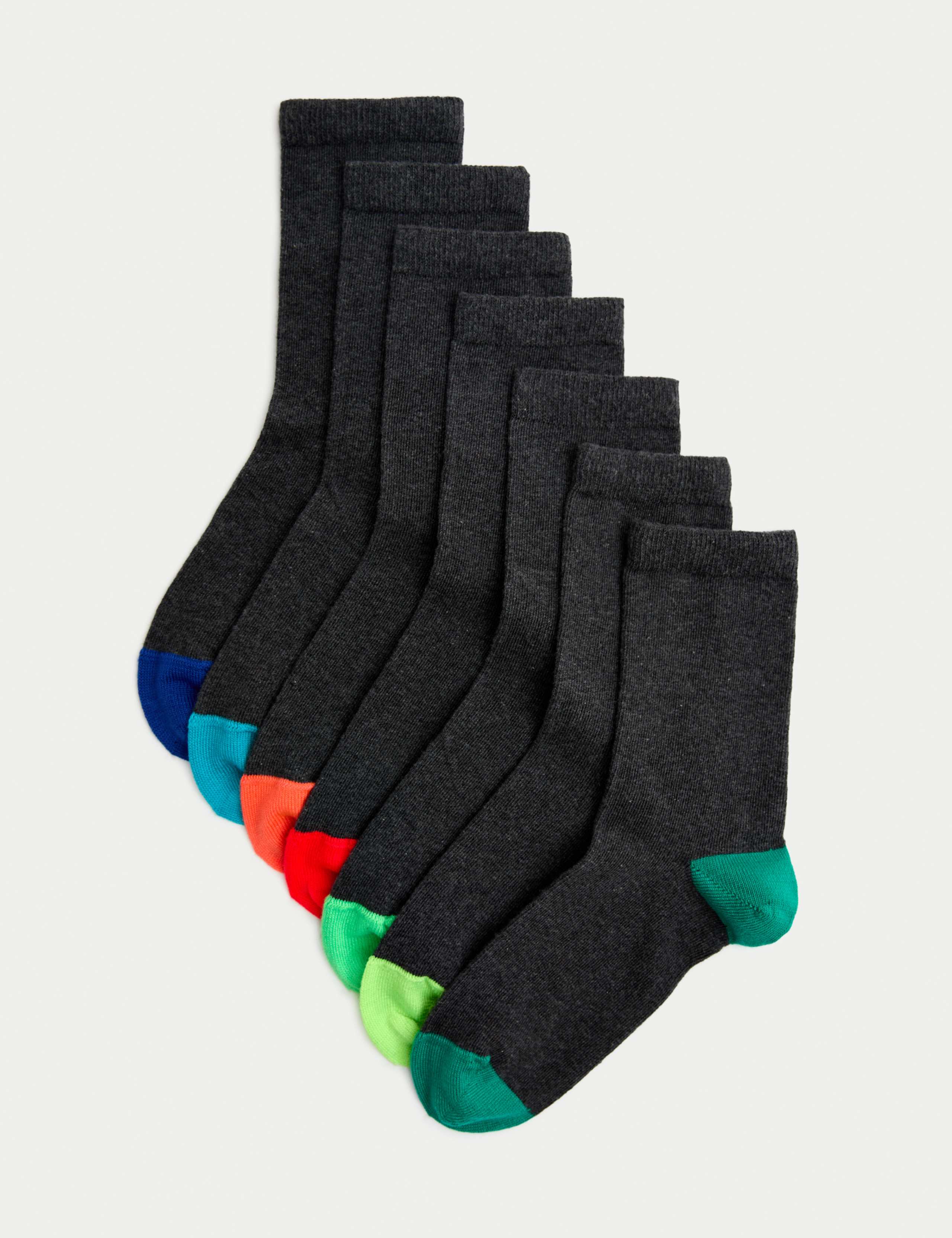 7 pack of school cotton-rich ankle socks (British brand)