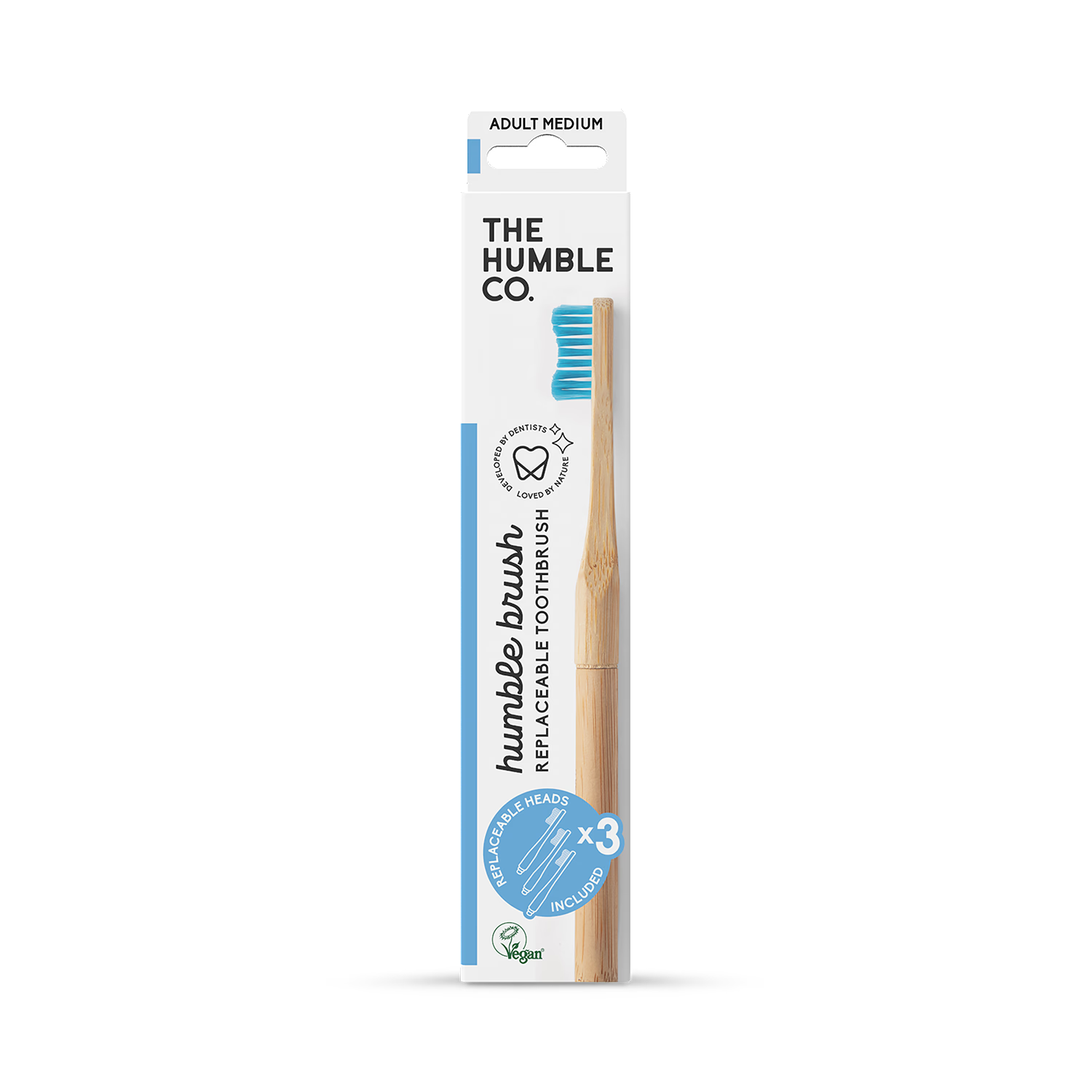 Manual Bamboo Adult Toothbrush with 3 Replaceable Heads