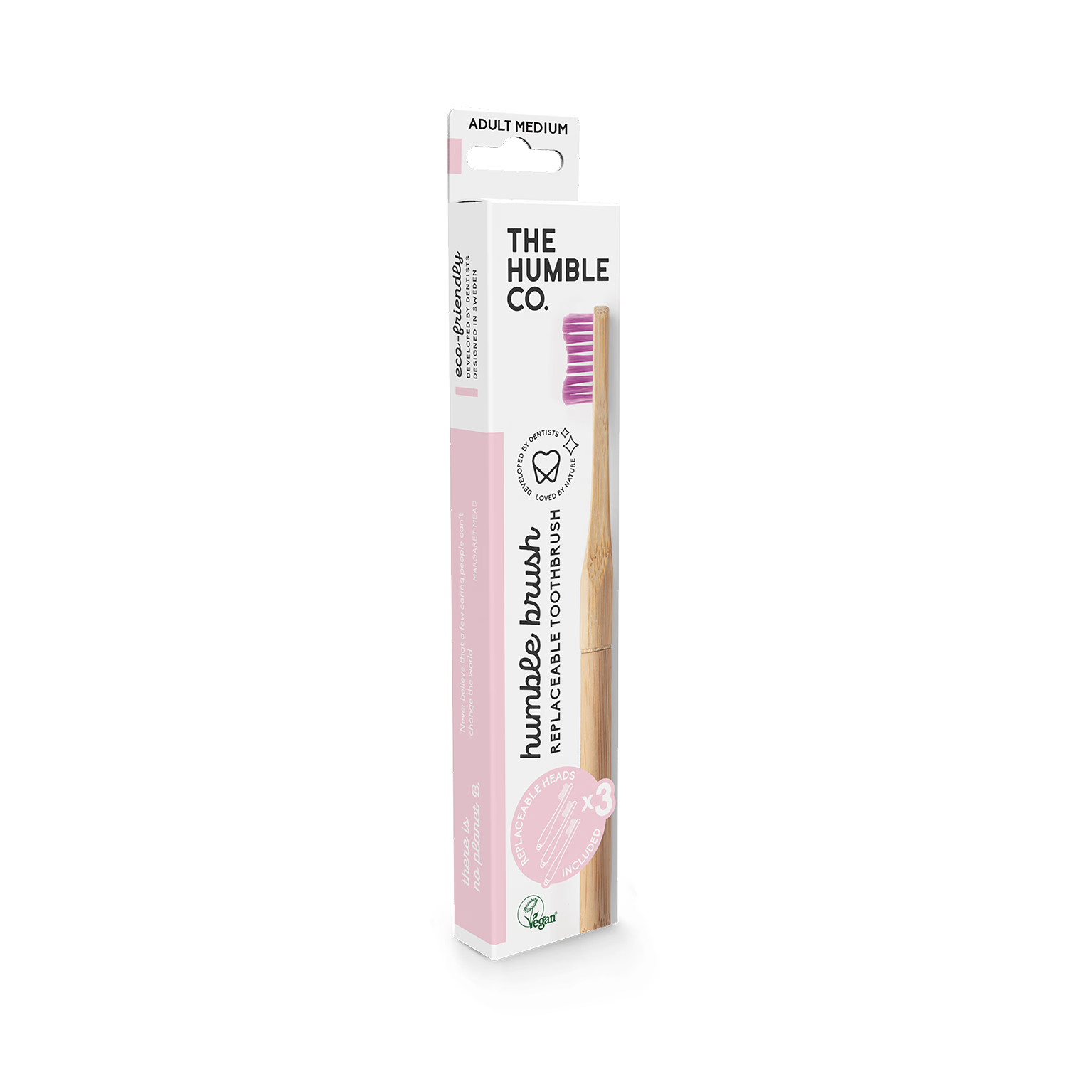 Manual Bamboo Adult Toothbrush with 3 Replaceable Heads