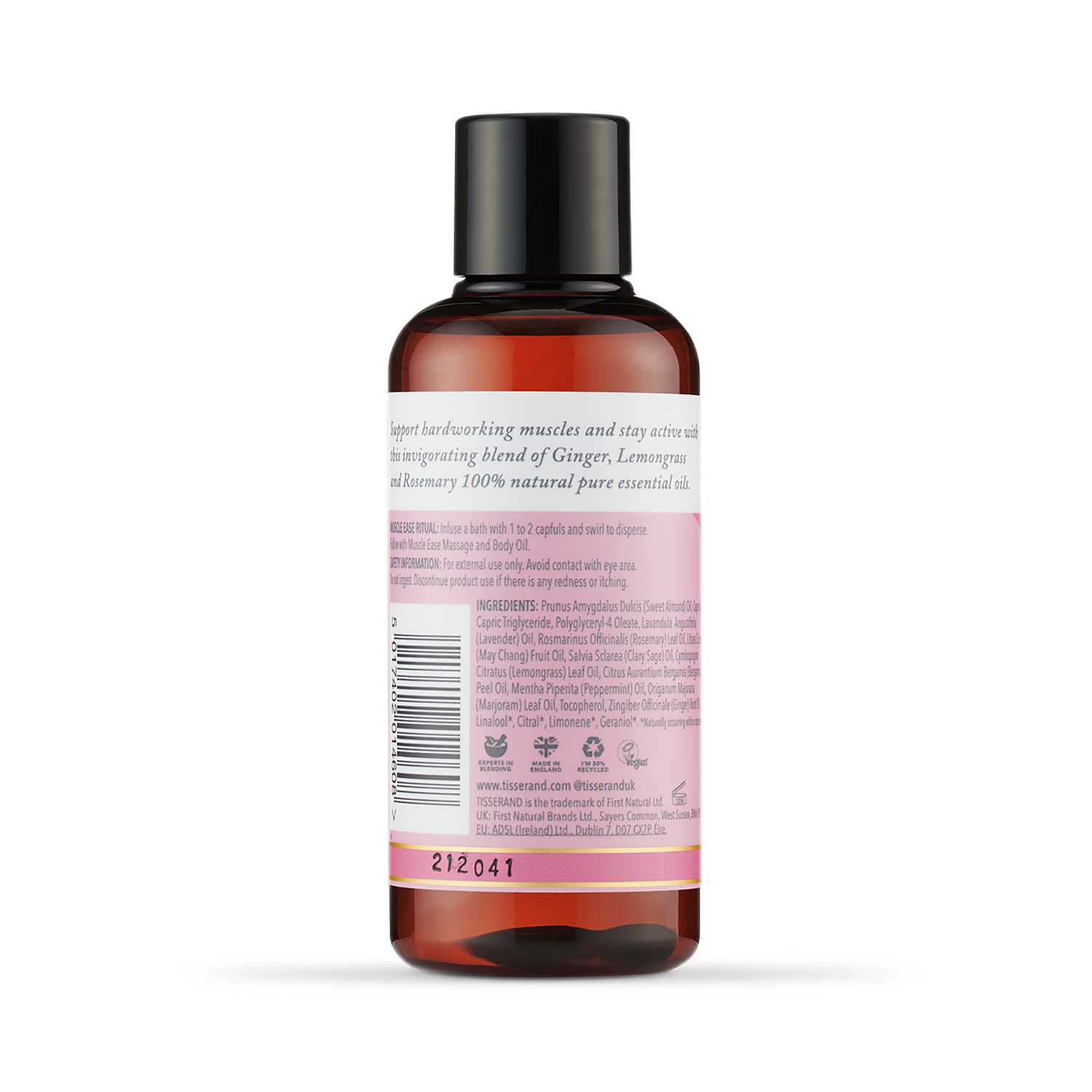 Natural Ginger and Rosemary Muscle Soothing Bath Oil 100ml