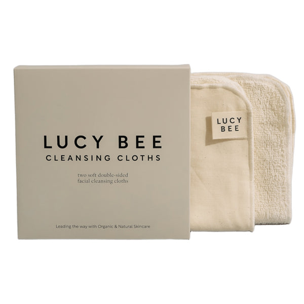 Lucy Bee reusable dual-sided cleansing cloths 2-pack - British product