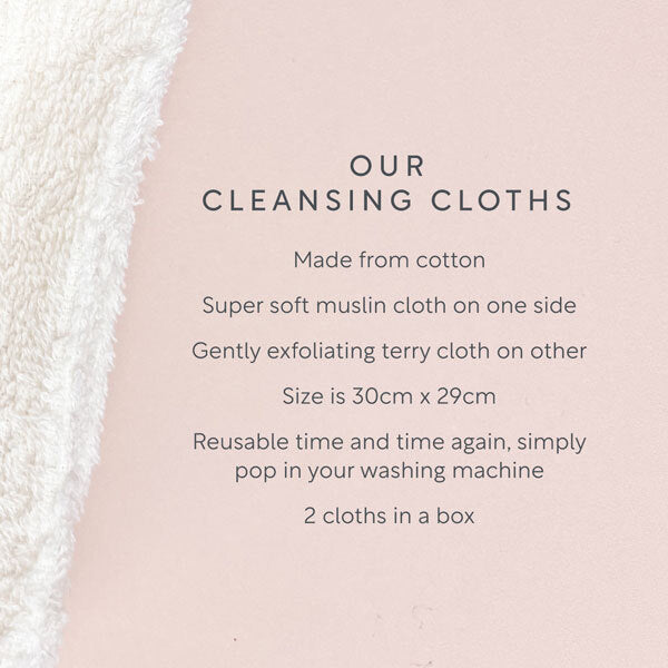 Lucy Bee reusable dual-sided cleansing cloths 2-pack - British product