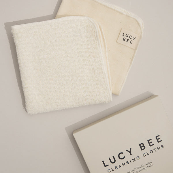 Lucy Bee reusable dual-sided cleansing cloths 2-pack - British product
